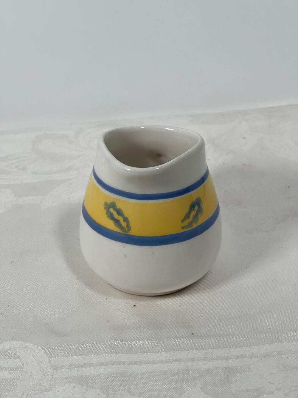 La Primula S.R.I. Italian Creamer pitcher yellow and blue floral stoneware